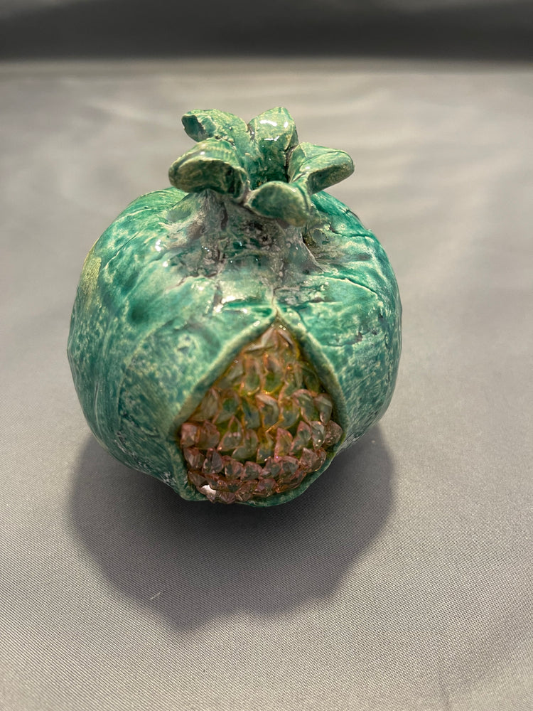 Ceramic Pomegranate with Zircon Stones - Handmade