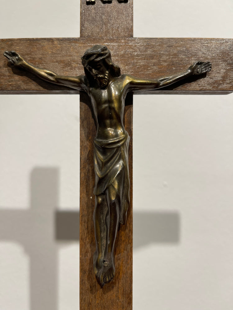 Bronze Handmade Jesus Figurine on Wooden Base