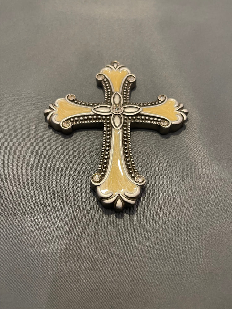 Cross with Enameled Stone Work on Mica