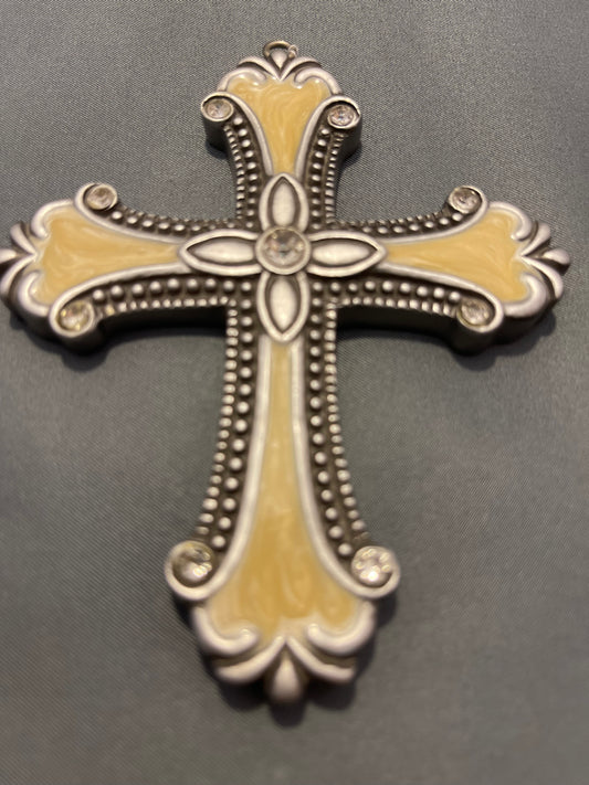 Cross with Enameled Stone Work on Mica