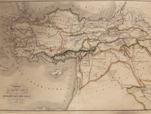 Antique Map - Shipping Young Cyrus and Ten Thousand Retreat by ODiamar (1838)