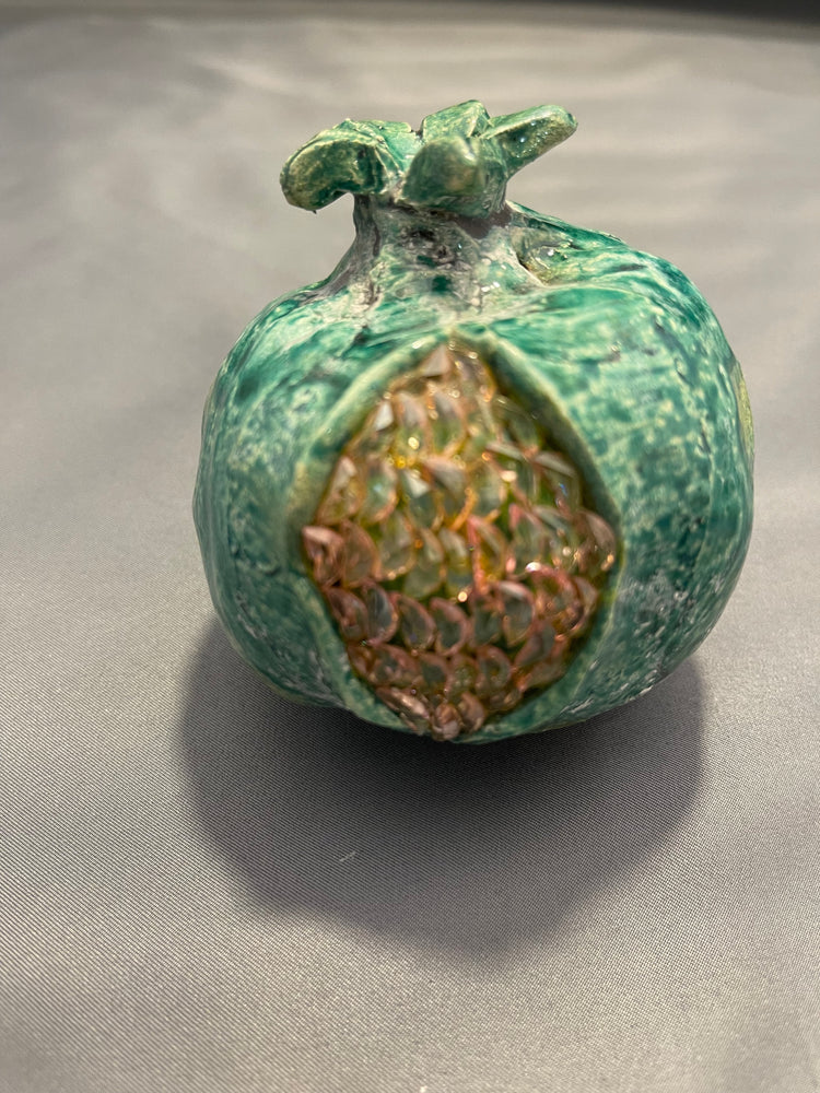 Ceramic Pomegranate with Zircon Stones - Handmade