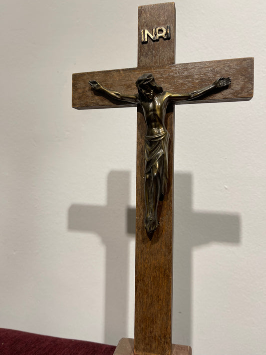 Bronze Handmade Jesus Figurine on Wooden Base