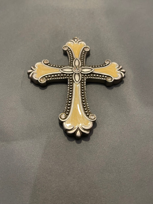 Cross with Enameled Stone Work on Mica