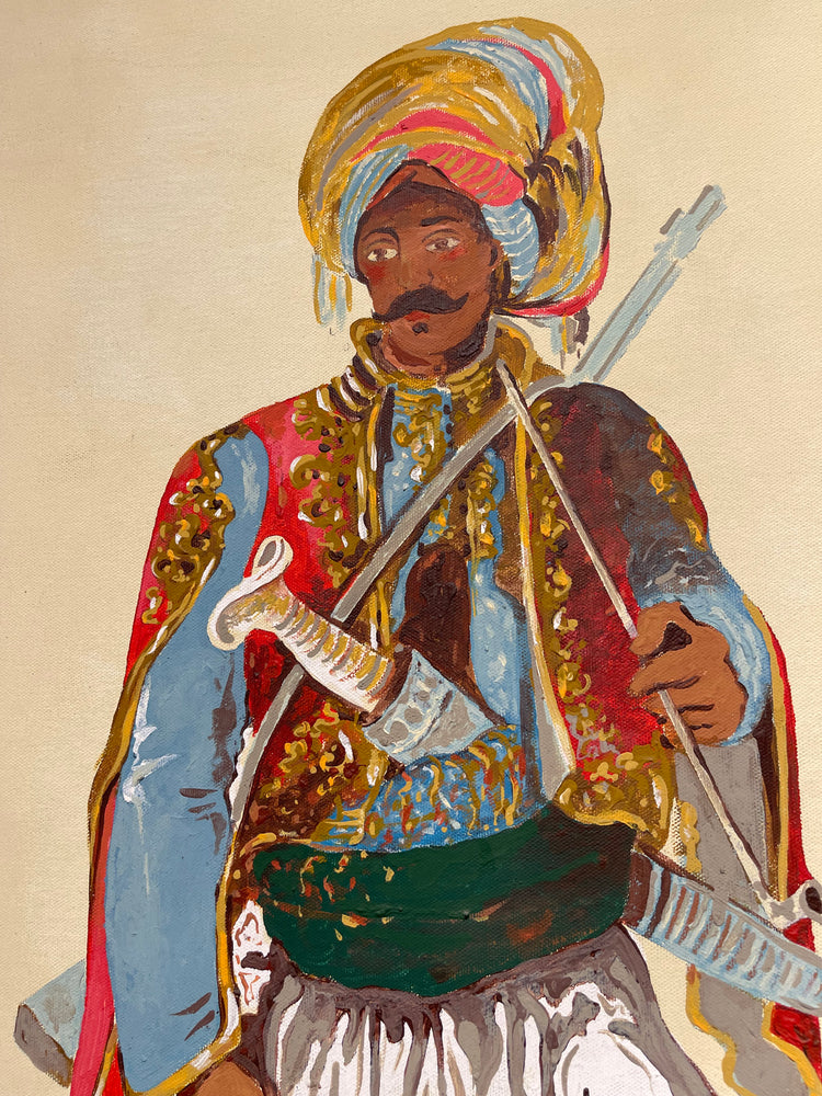 Ottoman Soldier Oil Painting on Canvas by Oktay Bozkurt